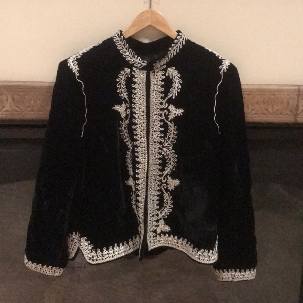 Boho Embroidered Velvet Jacket